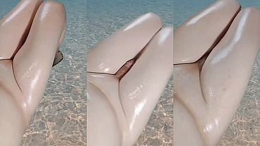 6 Hot Oil Cumming in the Water Shiny Thighs Feminine Delicious Legs