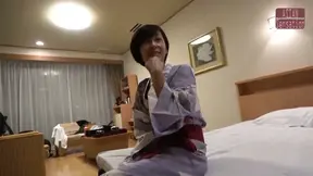 Mature woman enjoys a sensual and hot spring session in the daytime.