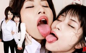 Passionate Lesbian Duo: Yua and Aine's Intimate Kisses