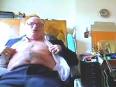 Suited Grandpa Cum On His Pants