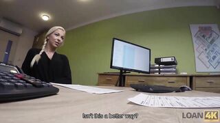 Loan4k. Blonde Hottie with Pigtail is Owned by Loan Manager for Cash