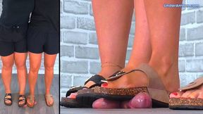 Goddess Amber & Miss Lucy - Stomping Your Cock & Balls In Our Dusty Old Birkenstocks - 198 Cock Split Cam - Trample Trampling CBT Ballbusting Crushing Crush Sandals Slides Feet Foot