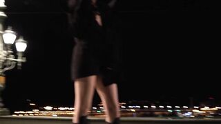 Risky Lesbo Sex into Outdoor on a Bridge between Passersby