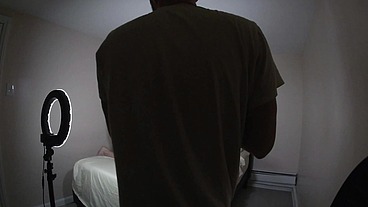 Slim ebony model takes long white dick BTS