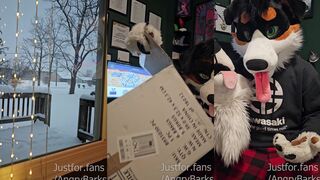 AngryBarks destroys her brand fresh furry fursuit in hot solo action