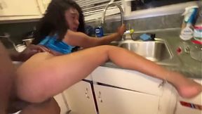 Ebony teen butt sex slut gets big cock in her tight ass