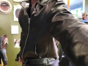 Kennie Jai jerks off in leather and cums HUGE for you!!