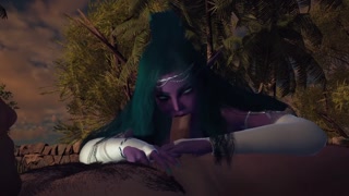 Night Elf princess give you a Blowjob in the Garden POV | 3D Porn