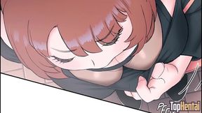Dark-Skinned Anime Chick Flexes for Yoga Sex With CFNM Action