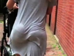 Jiggly Bubble Butt Milf Grey Skirt VPL