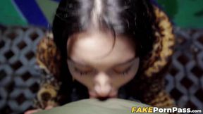 Big cock man shoves it penetrating into Crystal Cherrys mouth and pussy