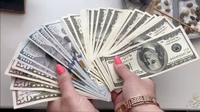 ASMR rustling of dollar bills in my beautiful manicured hands & humiliation!