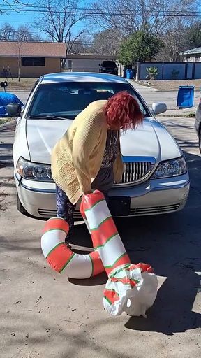 Big Beautiful Woman Nurse Vicki Crushes This Blow up Candy Cane