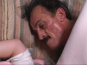 Old lusty man saw  cutie pie sucking  hard cock and decided to join