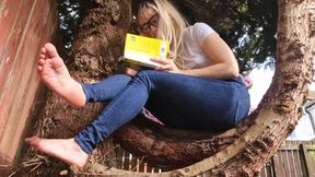 Barefoot Reading Outdoors