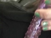 Blue Green Hair Young MILF in Glasses Solo Vibe Toy Play Juicy Wet Orgasms