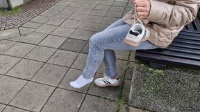 Walking with only one sneaker and one white socks HD mp4 1920x1080