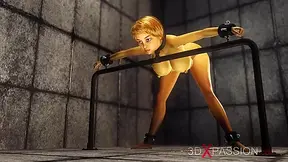 Cuffed sexy blonde with many boobs gets fucked rough by a huge black cock in the prison