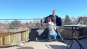 Dickflash Roof Adventure: A Little Redhead Slut Gives Me A Fast Handjob And Blowjob While Her Boyfriend Waits