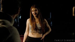 Lusty slender redhead Jane Rogers feels a very hard penis inside