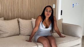 Hotwife Leyne Rodriguez sparkes in her debut porn interview - Latina cumshot!