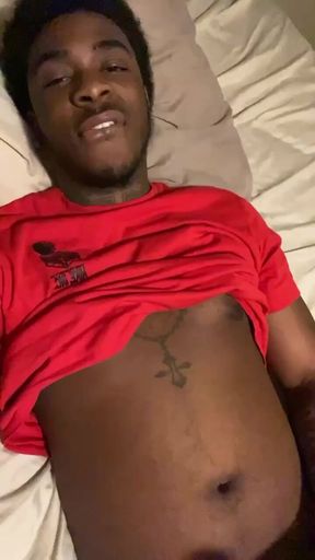 Young Black Cock Jerks Off Solo And Loves It