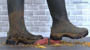 Goddess Amber - Bananas, Boots & Balls - Smashing Your Cock & Balls Under My Dirty Hunter Wellies - 191 Bug Cam - Trample Trampling CBT Food Crush Crushing Bootjob Footjob Shoejob Cumshot
