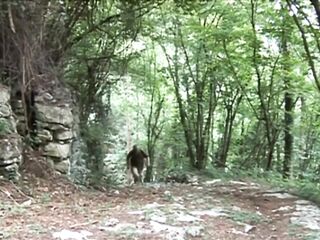 Nasty teen gets screwed by a aged guide in the woods