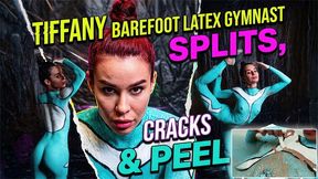 Tiffany Barefoot Latex Body Paint Gymnast: Naked Flexible Splits in Cracking Shiny Paint with POV and Shower Peel