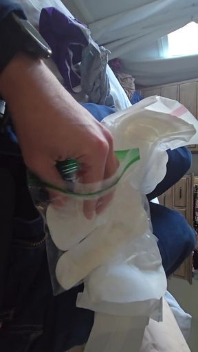 Smelly pantyliner and Soft Asian Overnight Maxi-pad  Wank   Clip 1