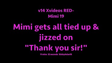 StickyAsian18 cutey Mimi, gets tied up, penetrated in her tight pussy & arse & then jizzed on. V14