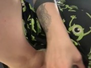 Goth tattooed altgirl PISS in public bathroom