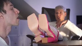 Demanding Boss Ruslana Needs Her Worker To Lick Shoes And Feet - Full - Russian Language