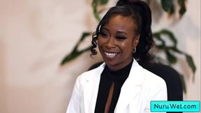 Black horny beauty masseuse gives wet nuru massage - Oliver Davis, Mocha Menage