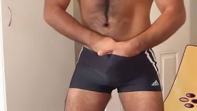 Hairy Asian Guy Strokes His Big Cock