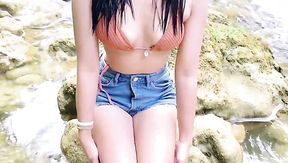 The beach babe fucks in the nearby forest like a total porn babe