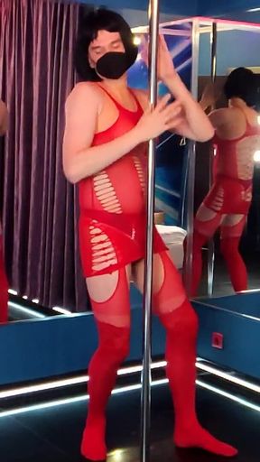 She Dances in a Red Bodysuit, as if Someone Is Going to Take Her Right at the Pylon