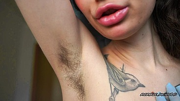 Wildly hairy arms and Bushy pits tease
