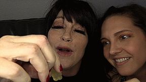 Giantess Sadie Holmes & Sherry Stunns Devours Shrunken Gummy Men (HD 1080p MP4)