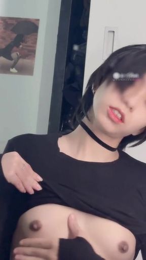 Asian Femboy in Fishnet Stocking Cumsho