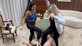 Ballbusting by two mean bitches !! FULL HD