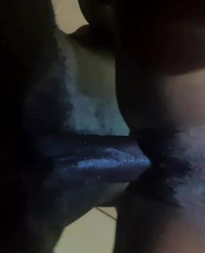 Black girl enjoying with squirty sounds when lying on her back