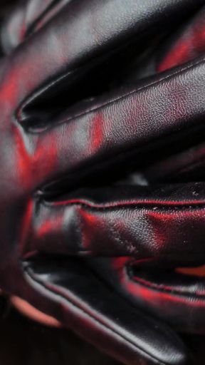 Sexy pin up Arya doing ASMR sounds with short leather gloves