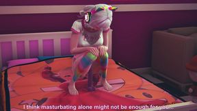 Gamer girl riding dildo after watching hentai