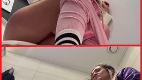 Anie and Sarah in a public restroom wmv