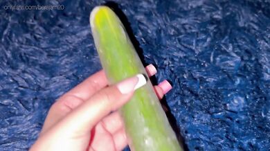 ASMR cold pussy squirt while stuffing cucumber inside