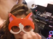 Heather Kane in Cat Mask taken by Surprise as Her Pussy is Overflowing with CUM !