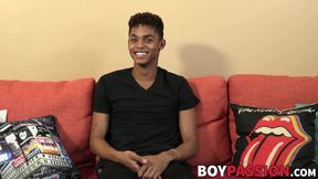 Interviewed black twink Deven Lions shoots massive load