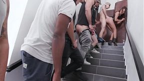 Skinny anal queen Lady Ana takes on 7 men in wild DAP and pee orgie
