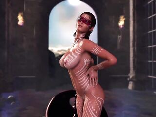 Sultry wild Lara Croft dancing undressed to get favour from idol of craving